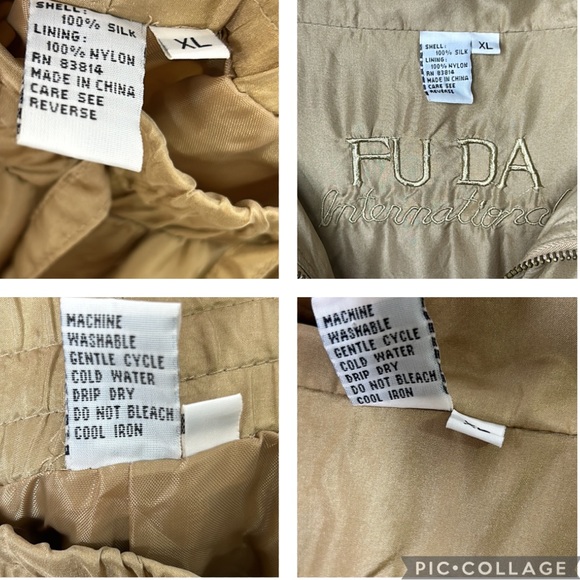 FUDA International⭐️ Vintage Silk Tracksuit Beige/Gold Pants & Jacket Set AS-IS - Picture 10 of 16